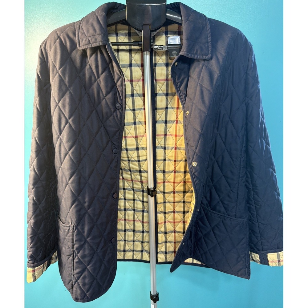 Brooks Brothers Diamond-Quilted Jacket Insulated Sz‎ 14 Blue Embroidered Letter